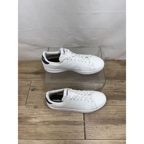 Adidas Advantage Base Mens US 10 White Leather Sneakers Cloudfoam Comfort GZ5299 - Picture 10 of 10